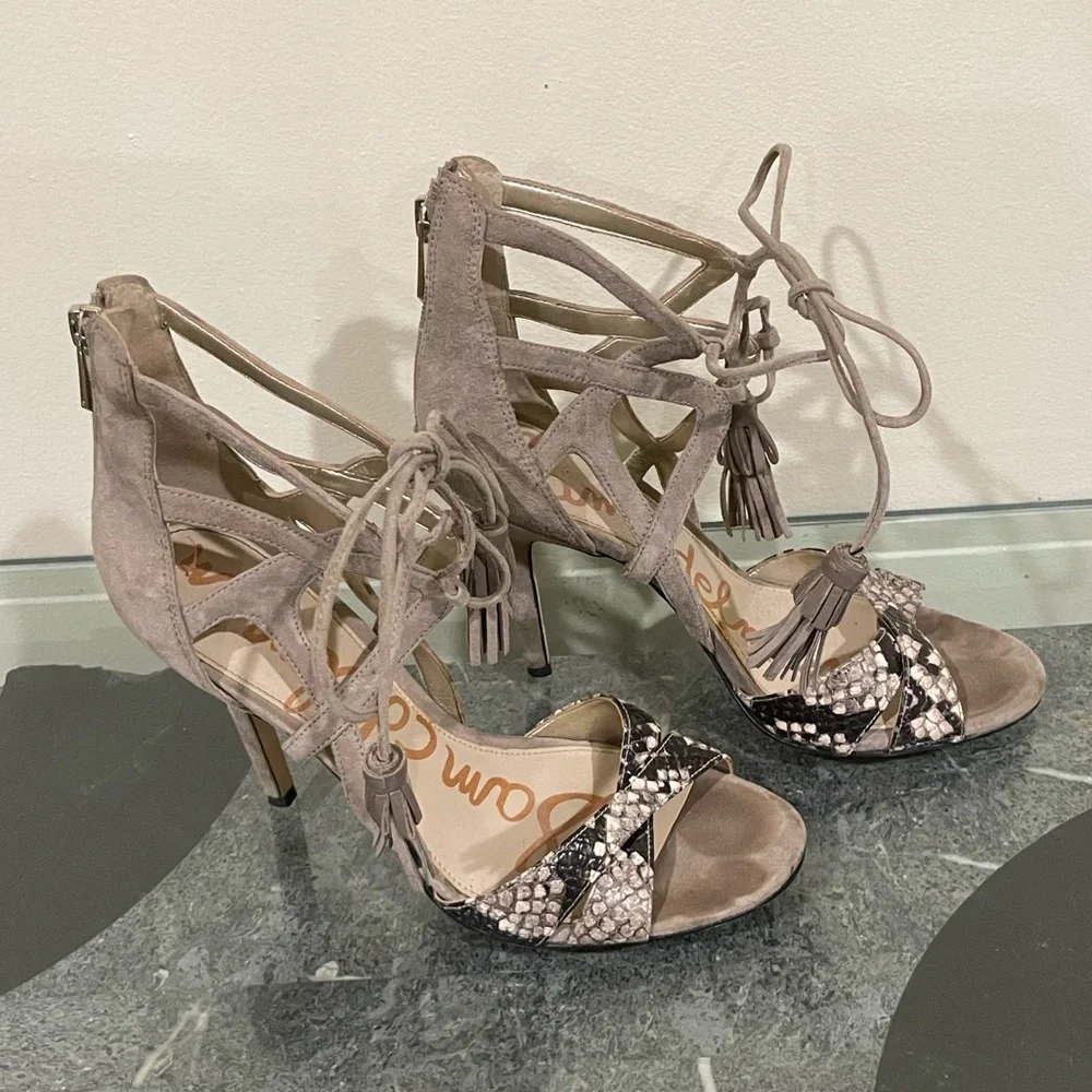 Sam Edelman Azela Tasseled Lace Up Sandals 8 - Picture 3 of 6